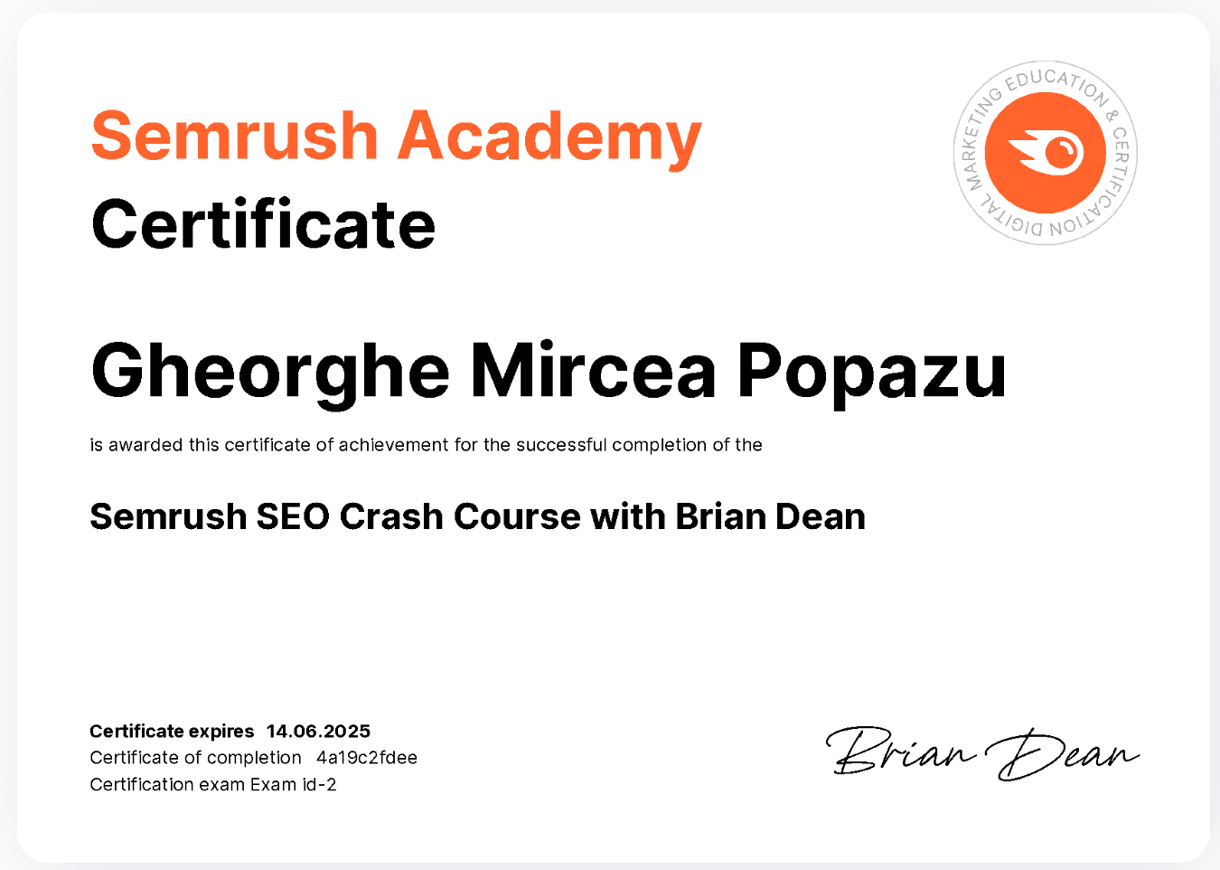 Semrush SEO Crash Course with Brian Dean